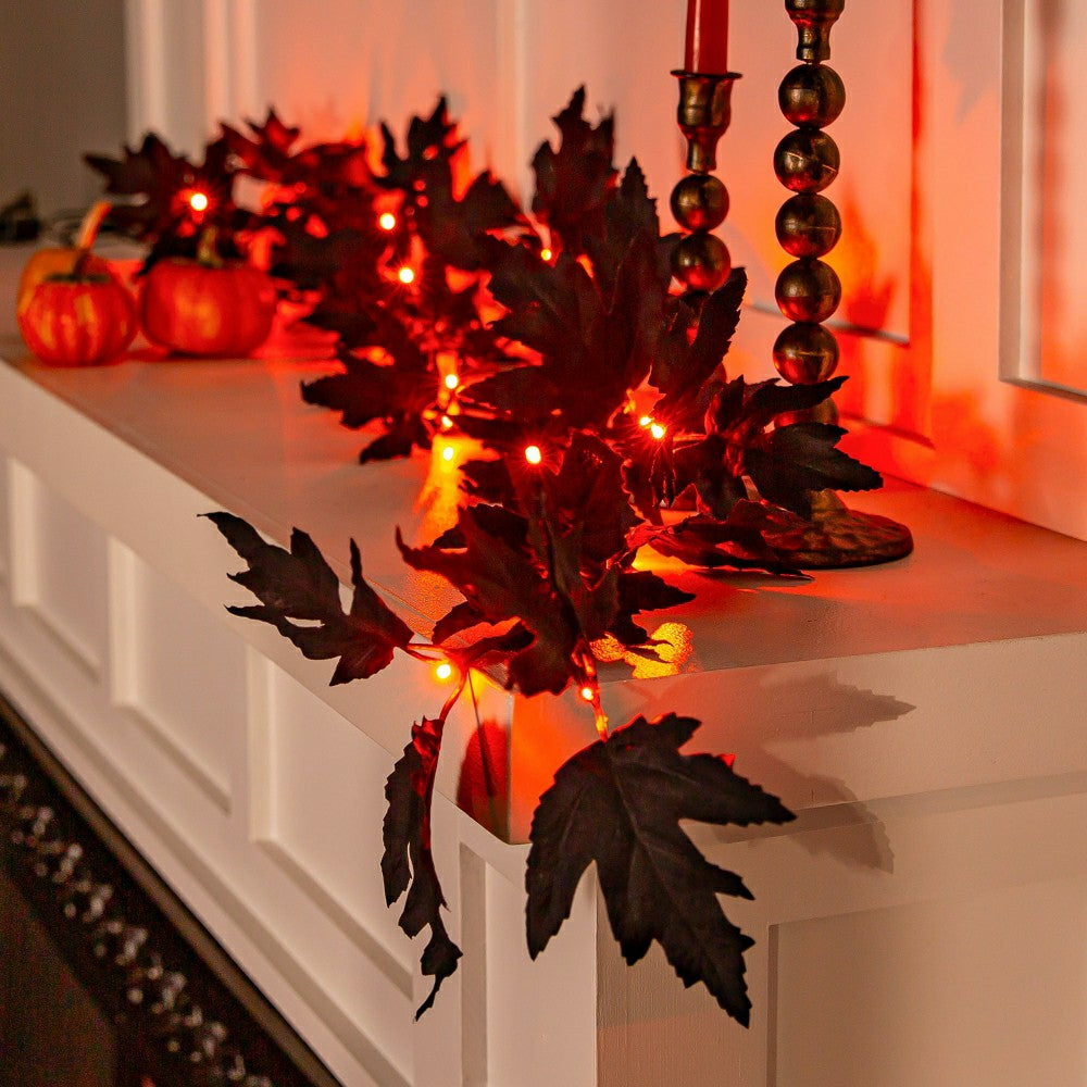 Halloween Maple LED Color Changing Garland, 72"L | Plow & Hearth