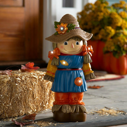 Indoor/Outdoor Lighted Scarecrow Shorty Statue | Plow & Hearth