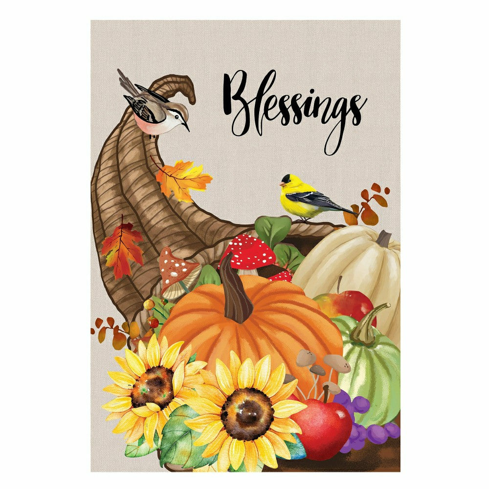 Grateful Cornucopia Suede Garden Flag | Plow & Hearth