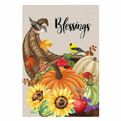 Grateful Cornucopia Suede Garden Flag | Plow & Hearth