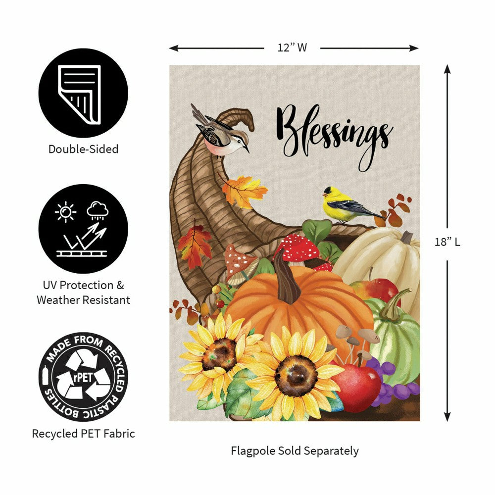 Grateful Cornucopia Suede Garden Flag | Plow & Hearth