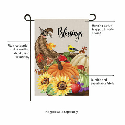 Grateful Cornucopia Suede Garden Flag | Plow & Hearth