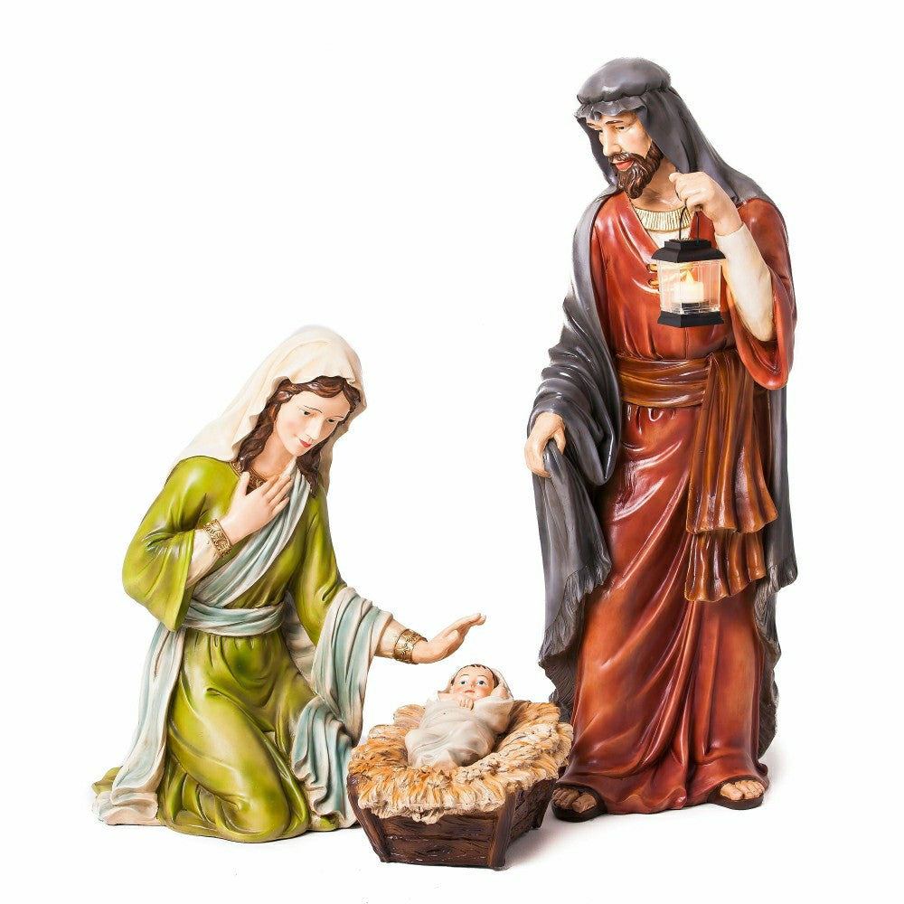 Nativity Set of 3: Mary, Joseph, and Baby Jesus, Full Color | Plow & Hearth