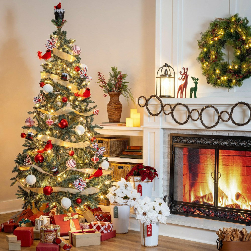 Classic Cardinal Complete Christmas Tree Kit with 250 Lights and 140 D | Plow & Hearth