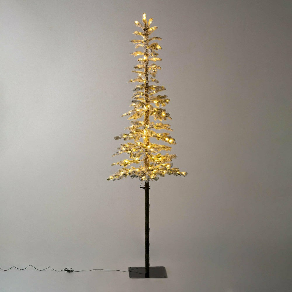 7' Monte Rosa Flocked Alpine Fir Christmas Tree with 200 Warm White LE | Plow & Hearth