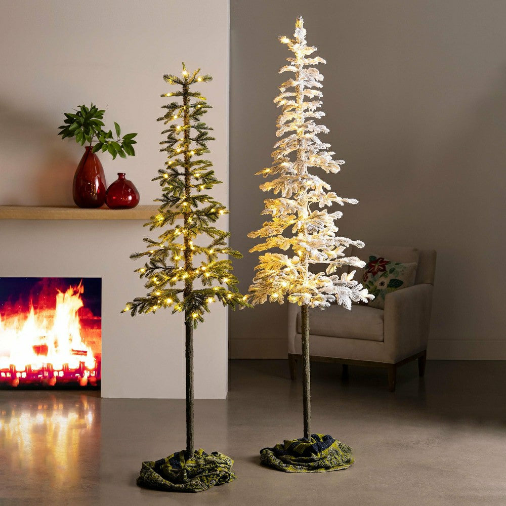 7' Monte Rosa Flocked Alpine Fir Christmas Tree with 200 Warm White LE | Plow & Hearth