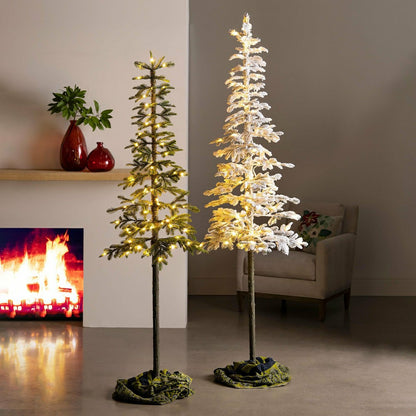 7' Monte Rosa Flocked Alpine Fir Christmas Tree with 200 Warm White LE | Plow & Hearth