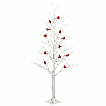 Snowbirds Tree Cardinal Birch with Cardinals Indoor/Outdoor LED Tree,  | Plow & Hearth