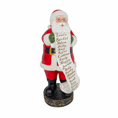 Holiday Poinsettia Garden Statue, Resin Statue, Santa with List, 32"H | Plow & Hearth