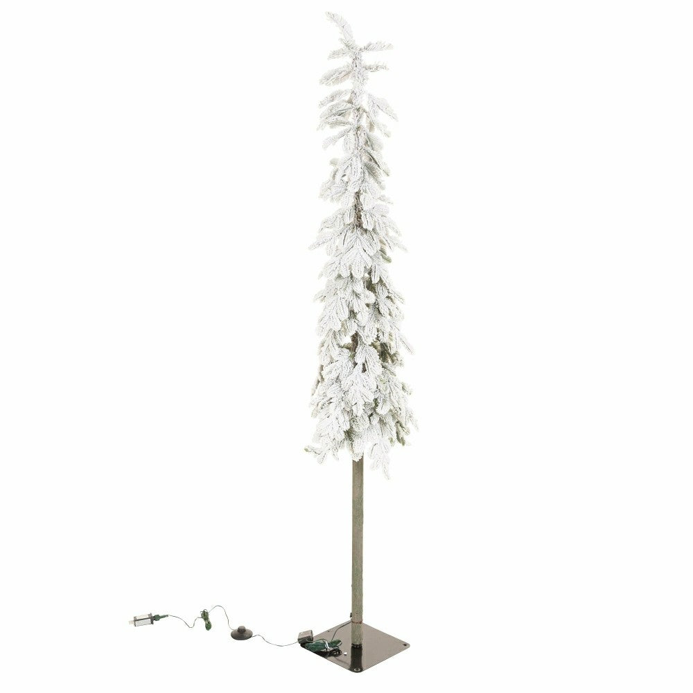 6' Monte Rosa Flocked Alpine Fir Christmas Tree with 150 Warm White LE | Plow & Hearth