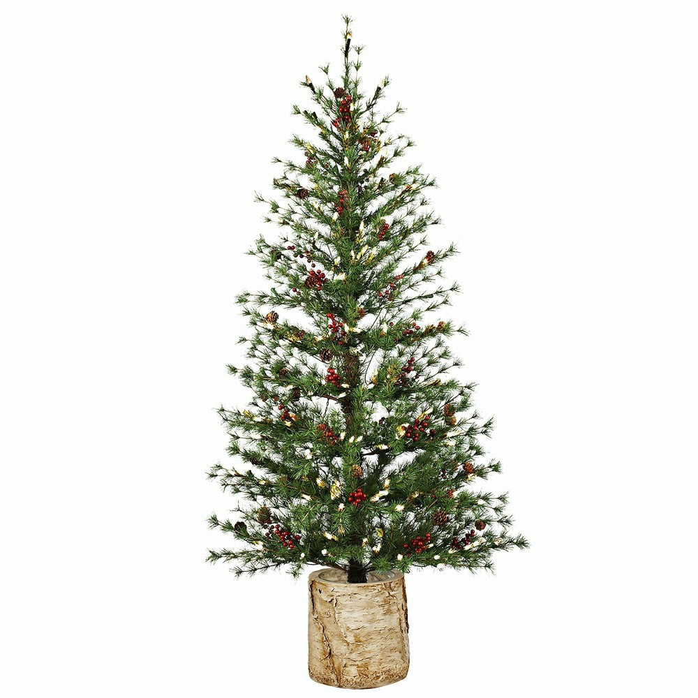 Shades of Emerald 60"H Lit Artificial Christmas Pine Tree with Resin B | Plow & Hearth
