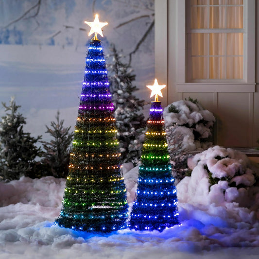 Indoor/Outdoor Christmas Tree With Multicolor Lights, 71" | Plow & Hearth