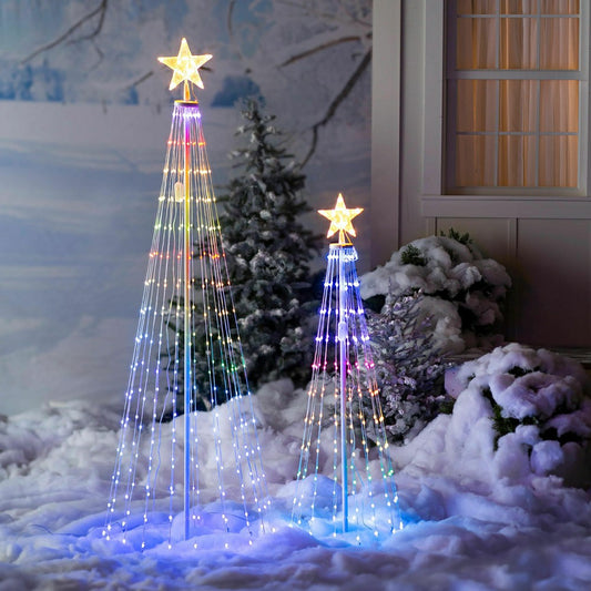 Indoor/Outdoor Christmas Tree Cone with Multicolor Lights, Tall | Plow & Hearth