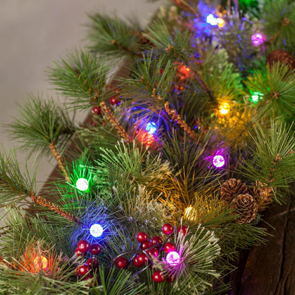 Indoor/Outdoor Blue Ridge Wreath with Battery-Operated Dual-Function L | Plow & Hearth
