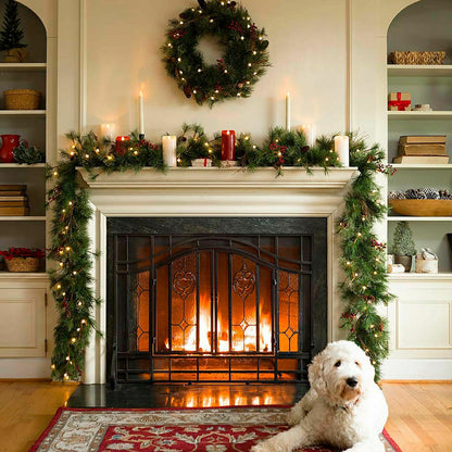 Indoor/Outdoor Blue Ridge Wreath with Battery-Operated Dual-Function L | Plow & Hearth