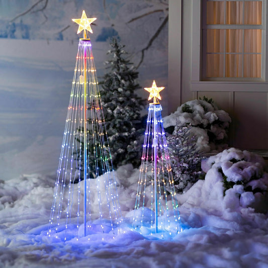 Indoor/Outdoor Christmas Tree Cone with Multicolor Lights, Small | Plow & Hearth