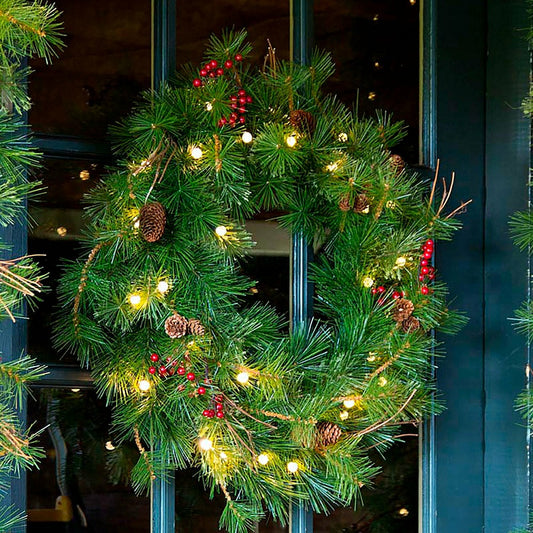 Battery-Operated Holiday Wreath w/Auto Timer | Plow & Hearth