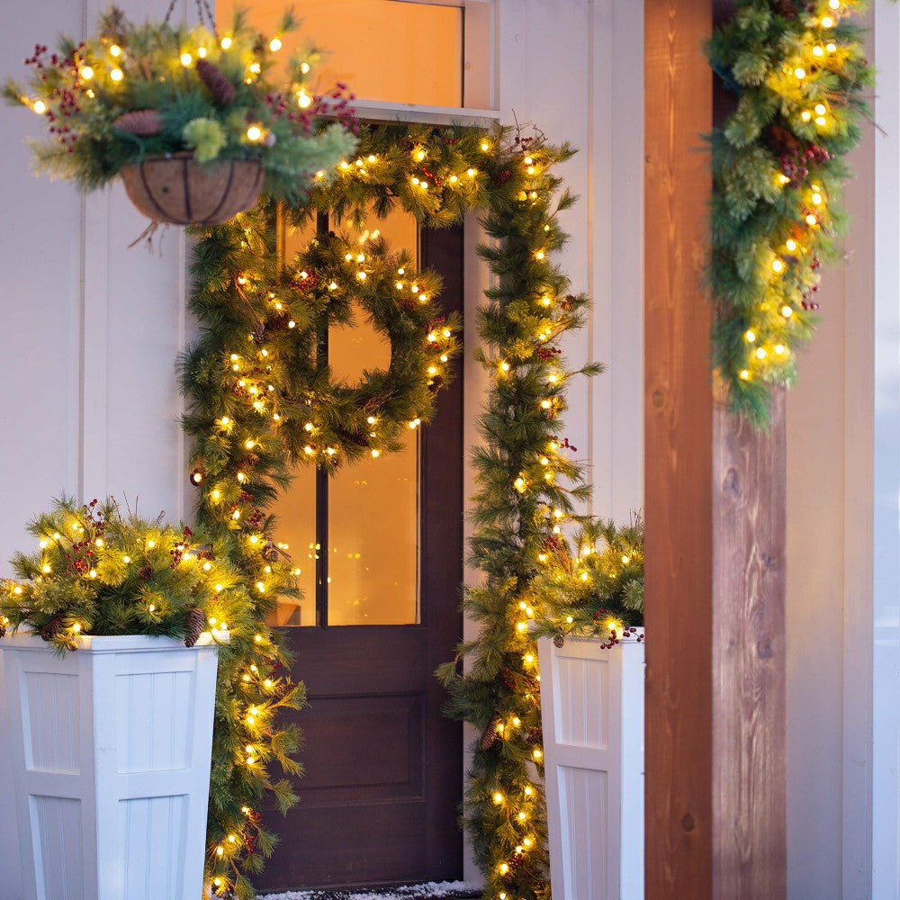 Battery-Operated Holiday Wreath w/Auto Timer | Plow & Hearth