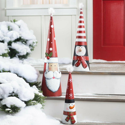 Metal Cone-Shaped Holiday Characters, Set of 3 | Plow & Hearth