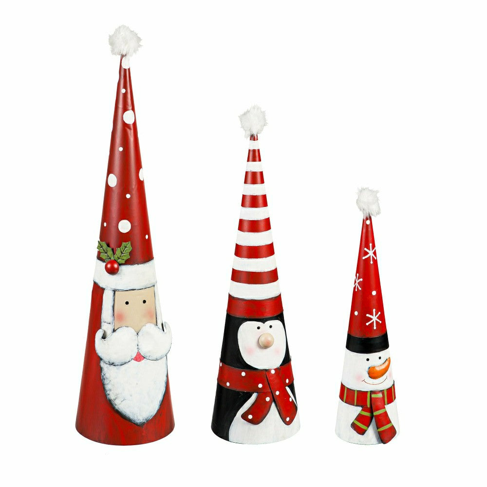 Metal Cone-Shaped Holiday Characters, Set of 3 | Plow & Hearth