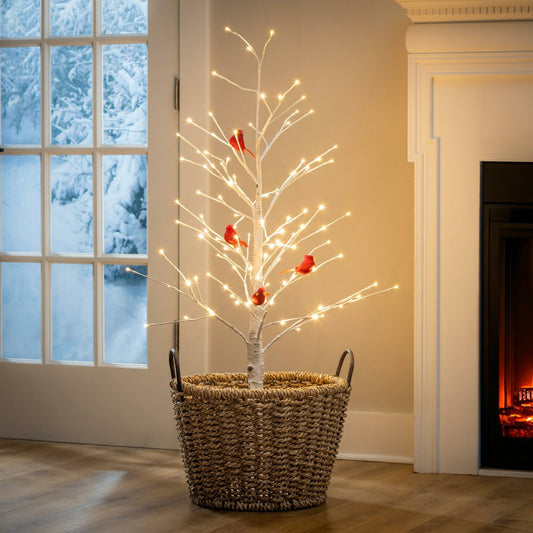 Snowbirds Tree Cardinal Birch with Cardinals Indoor/Outdoor LED Tree,  | Plow & Hearth