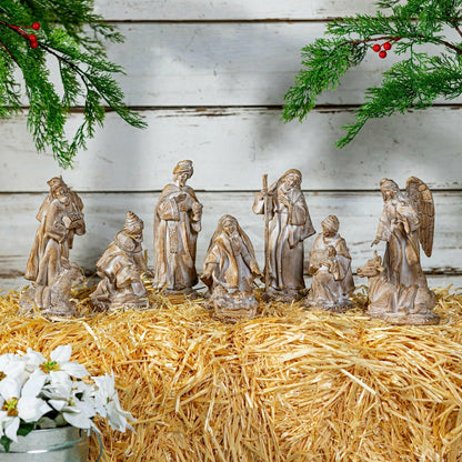 Gilded Nativity Resin Garden Statue, 9" H, Set of 10 | Plow & Hearth