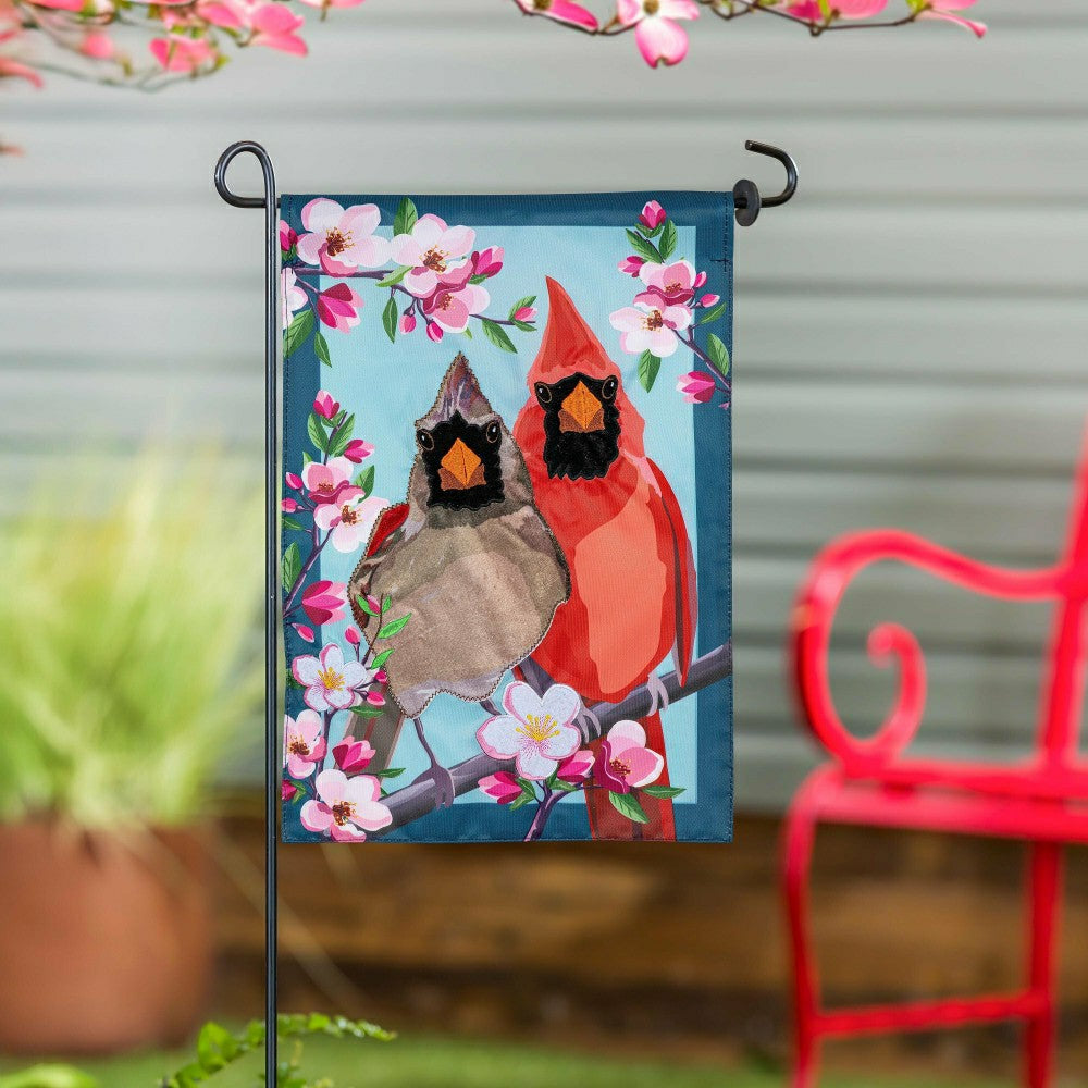 Cardinal Couple Applique Garden Flag | Plow & Hearth