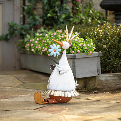 Metal Duck With Flower Garden Statue | Plow & Hearth