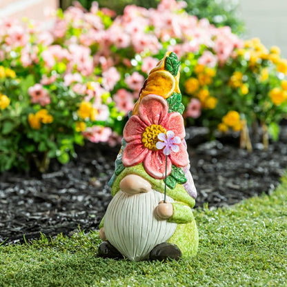 Ceramic Floral Gnome Statue | Plow & Hearth