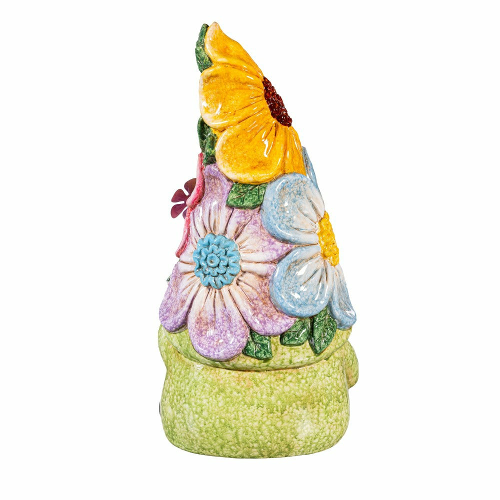 Ceramic Floral Gnome Statue | Plow & Hearth
