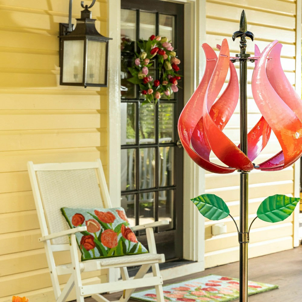 Indoor/Outdoor Pink Tulips Hooked Polypropylene Accent Rug | Plow & Hearth