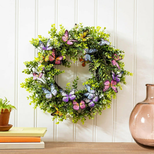 Cottage Garden Wreath Butterfly, 20" | Plow & Hearth