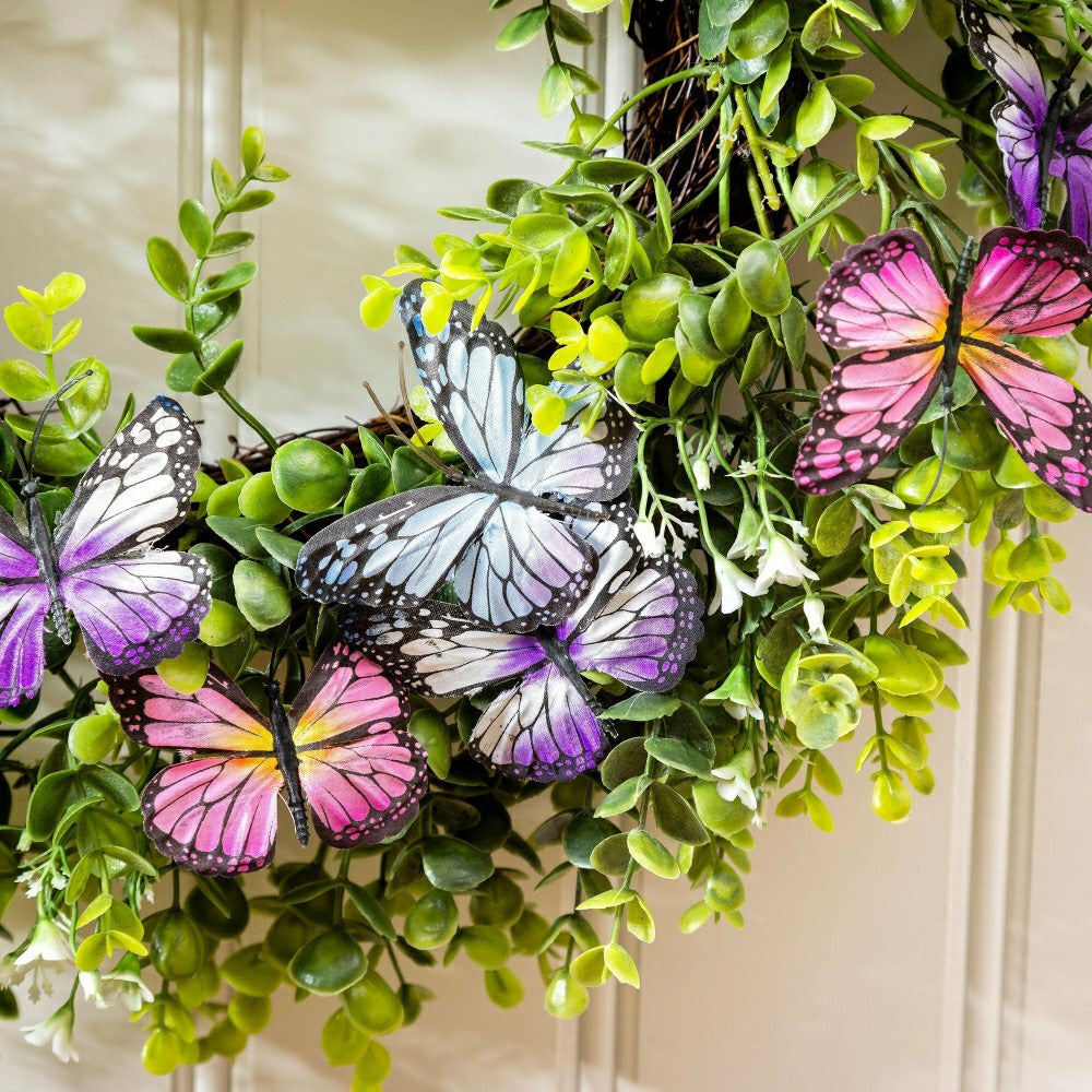 Cottage Garden Wreath Butterfly, 20" | Plow & Hearth