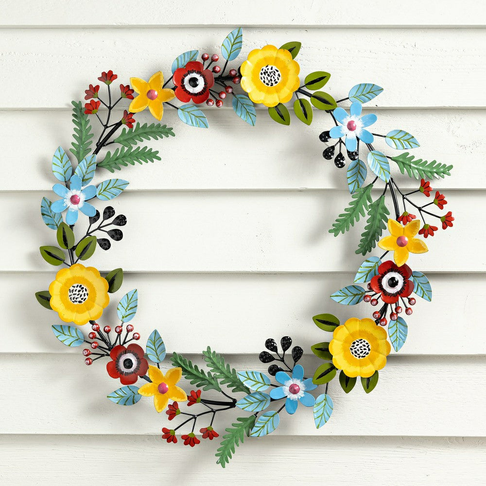 Indoor/Outdoor Floral and Berry Metal Wreath | Plow & Hearth