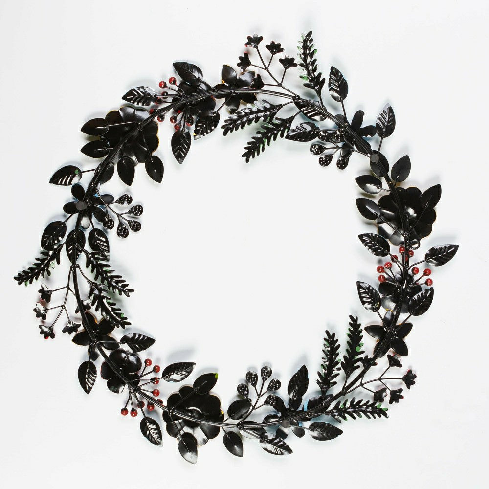Indoor/Outdoor Floral and Berry Metal Wreath | Plow & Hearth