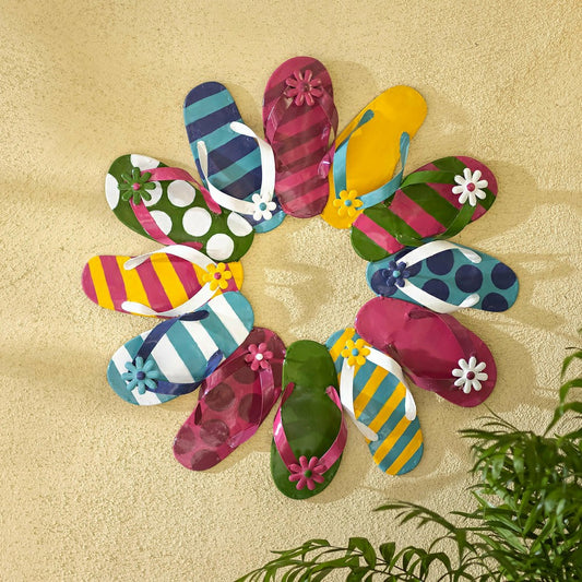 Boho Style Summer Flip-Flop Metal Wreath | Plow & Hearth