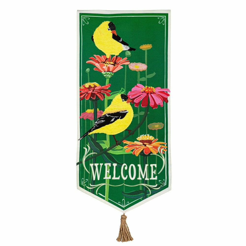 Finches and Flowers Everlasting Impression Textile Décor | Plow & Hearth