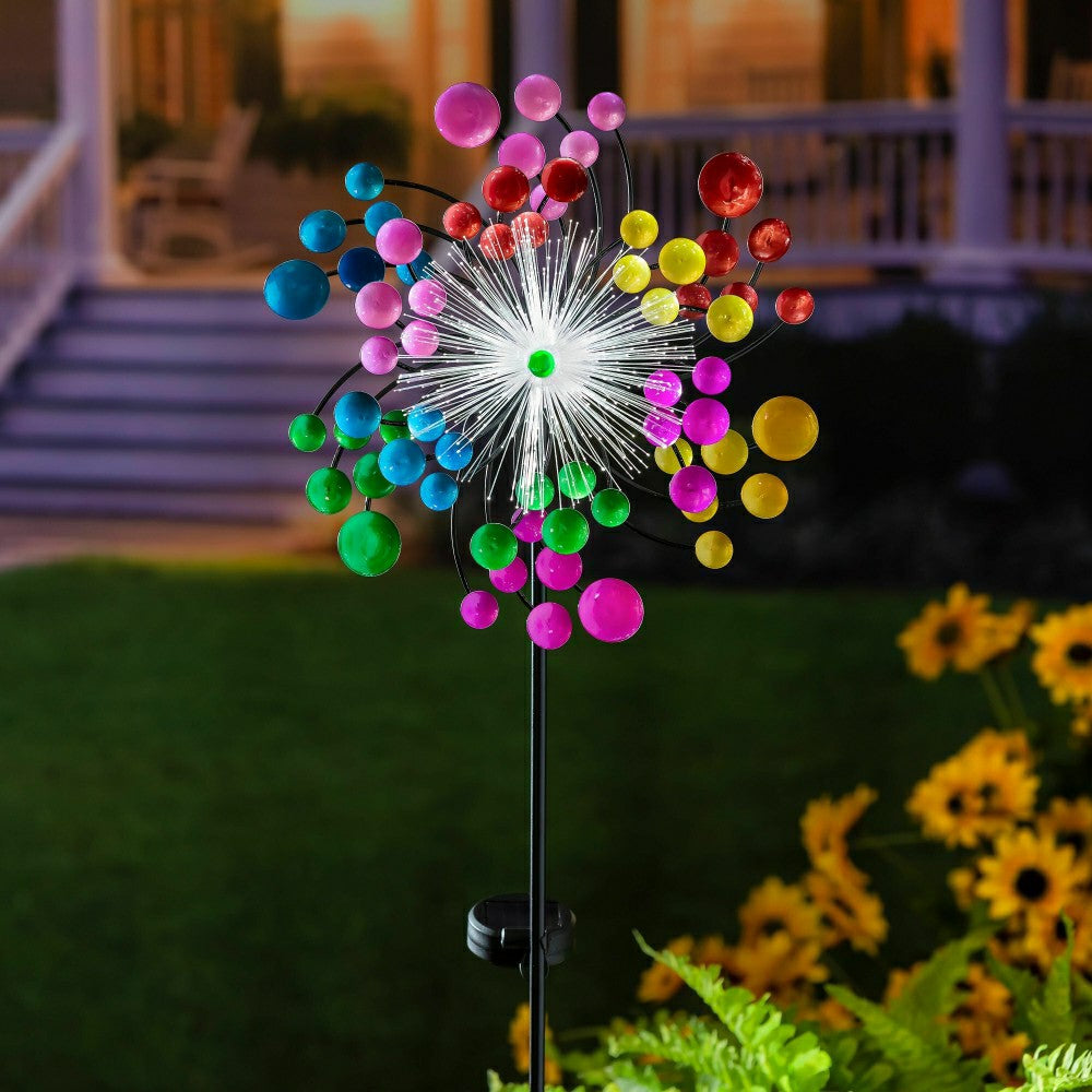 Solar Fiber Optic Color Pop Wind Spinner | Plow & Hearth