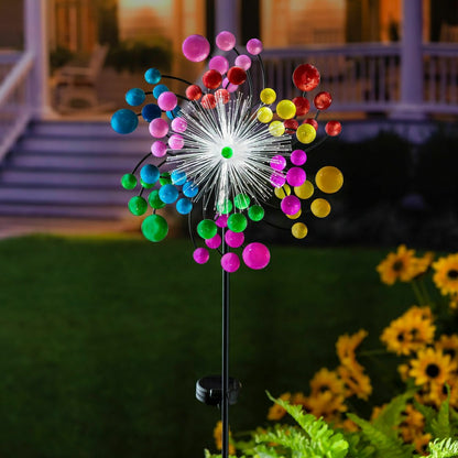 Solar Fiber Optic Color Pop Wind Spinner | Plow & Hearth