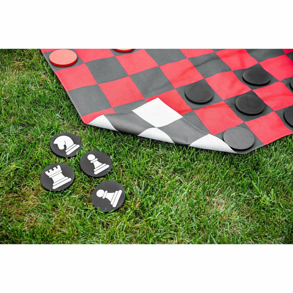 Outdoor Reversible Game Set with Storage Bag, Checkers/Chess | Plow & Hearth