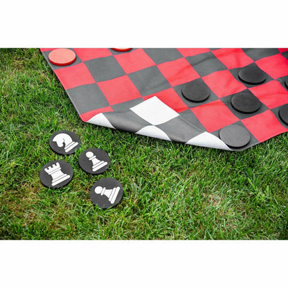 Outdoor Reversible Game Set with Storage Bag, Checkers/Chess | Plow & Hearth