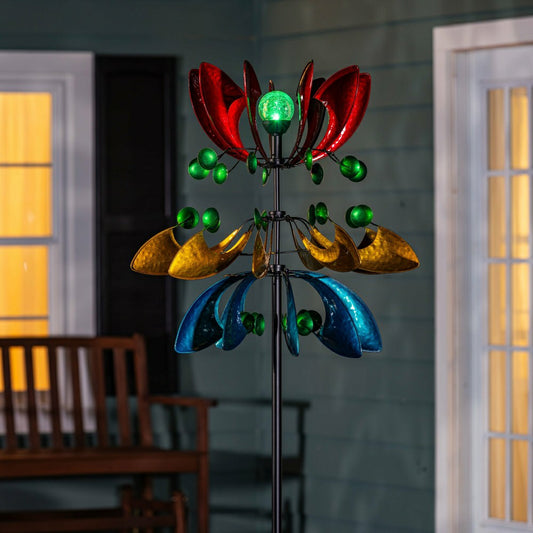 Colorful Solar Wind Spinner 85"H | Plow & Hearth