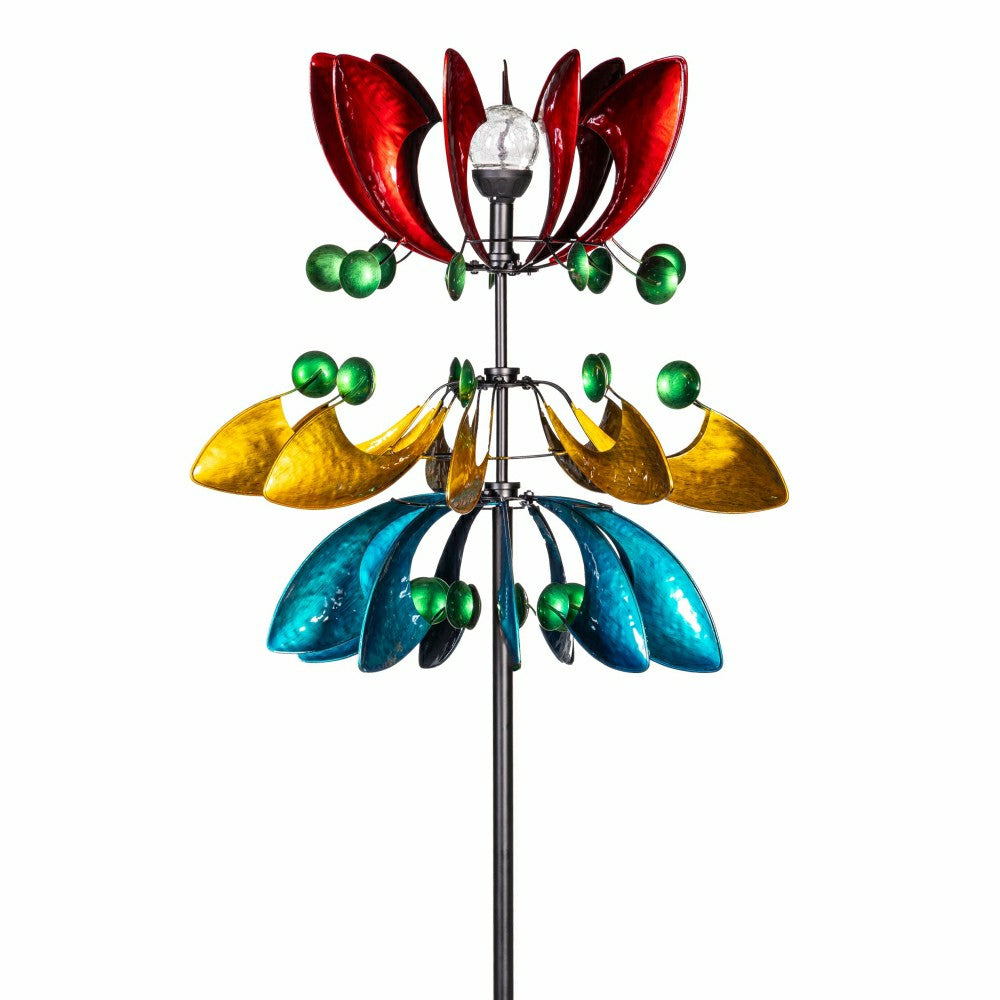Colorful Solar Wind Spinner 85"H | Plow & Hearth