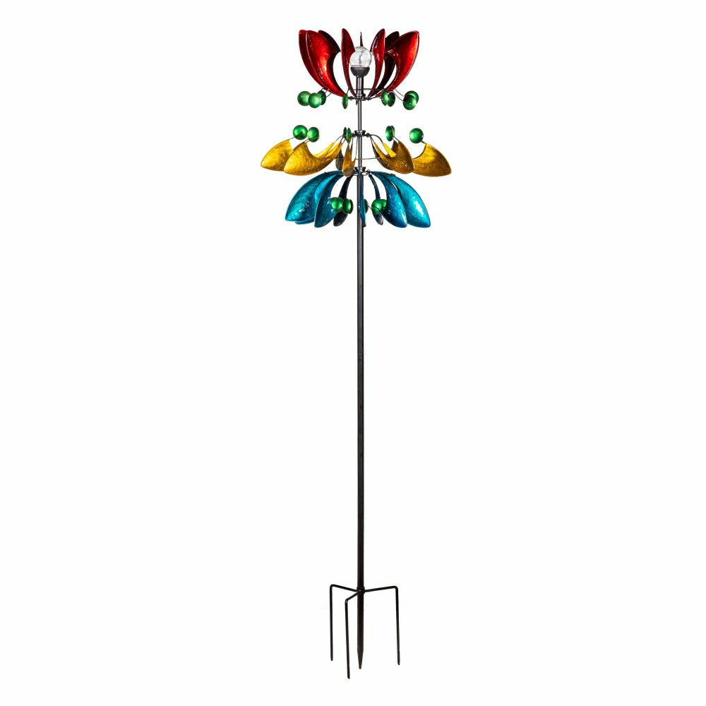 Colorful Solar Wind Spinner 85"H | Plow & Hearth