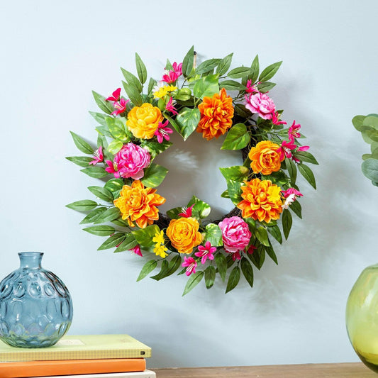 Cottage Garden Wreath Summer Brights, 20" | Plow & Hearth