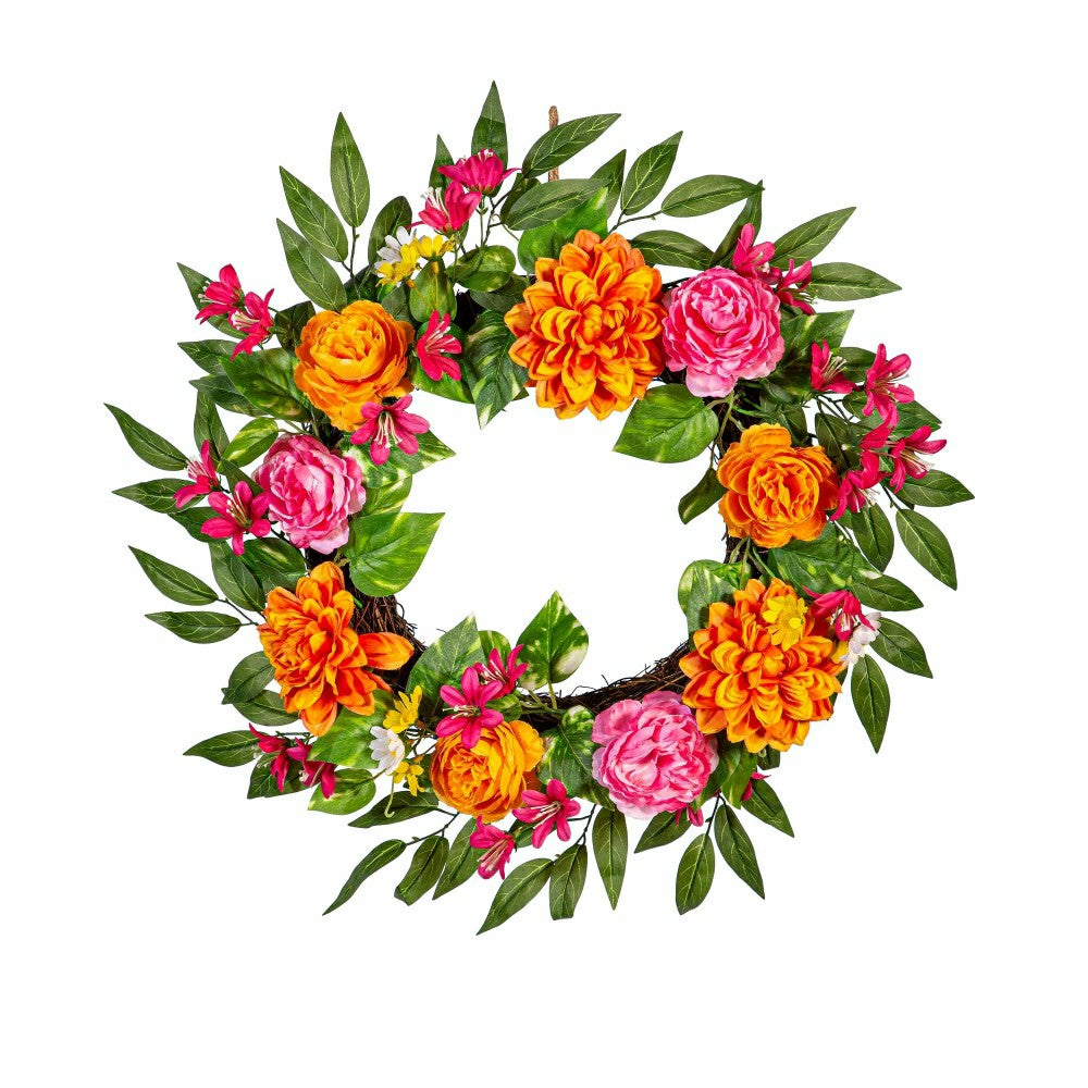 Cottage Garden Wreath Summer Brights, 20" | Plow & Hearth