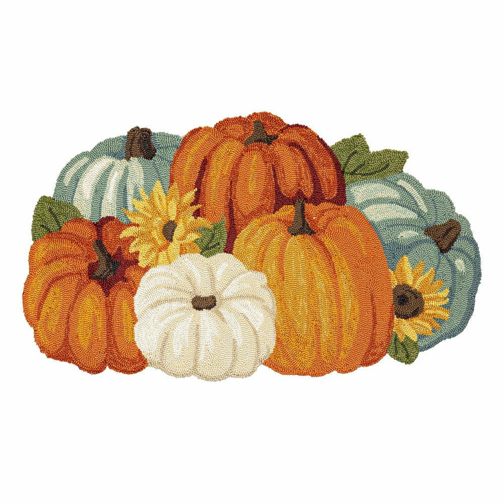 Indoor/Outdoor Shaped Pumpkin Hooked Polypropylene Accent Rug 24"x42" | Plow & Hearth