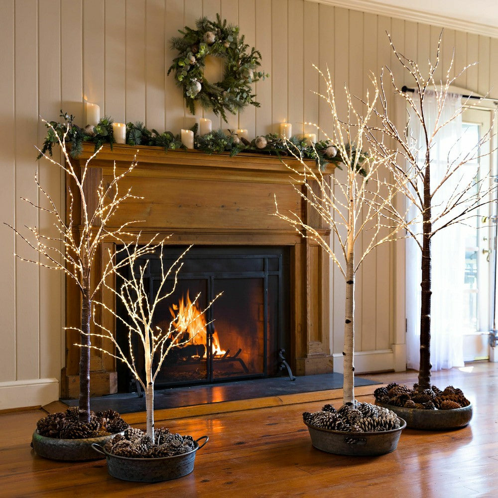 Large Indoor/Outdoor Birch Tree with 600 Warm White Lights | Plow & Hearth
