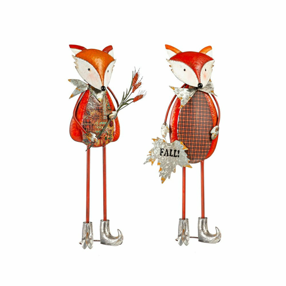 Fall Fox Metal Statuary, Set of 2 | Plow & Hearth