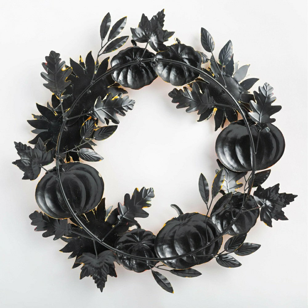 Handcrafted Metal Sunflower and Pumpkin Autumn Wreath | Plow & Hearth